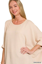 ZENANA Raised Rib Bat Sleeve Top on Simply Obsessed
