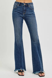 RISEN Full Size Mid Rise Flare Frayed Hem Jeans Plus Size on Simply Obsessed