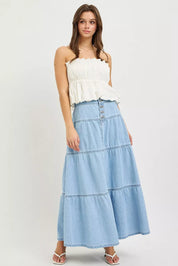 RISEN High Rise Ruffle Long Skirts on Simply Obsessed