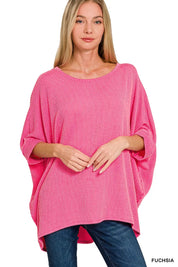 Zenana Raised Rib Bat Sleeve Top on Simply Obsessed