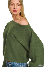ZENANA Boat Neck Balloon Sleeve Sweater on Simply Obsessed