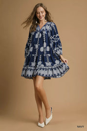 UMGEE Tribal Print Dress with Tie Neck on Simply Obsessed