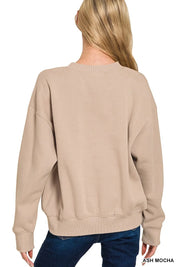 ZENANA Fleece Long Sleeve Sweatshirts & Shorts Set on Simply Obsessed