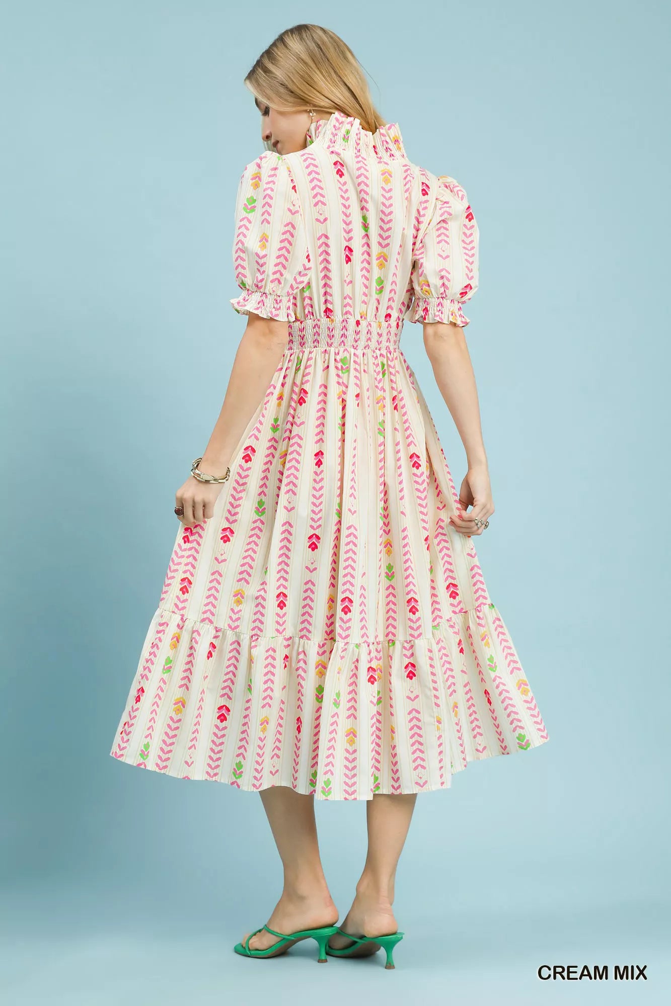 UMGEE Vibrant Ruffle Smocked Midi Dress on Simply Obsessed
