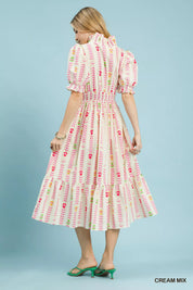 UMGEE Vibrant Ruffle Smocked Midi Dress on Simply Obsessed