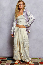 POL Floral Balloon Sleeve Hooded Lace Jacket with Stitch Detail on Simply Obsessed
