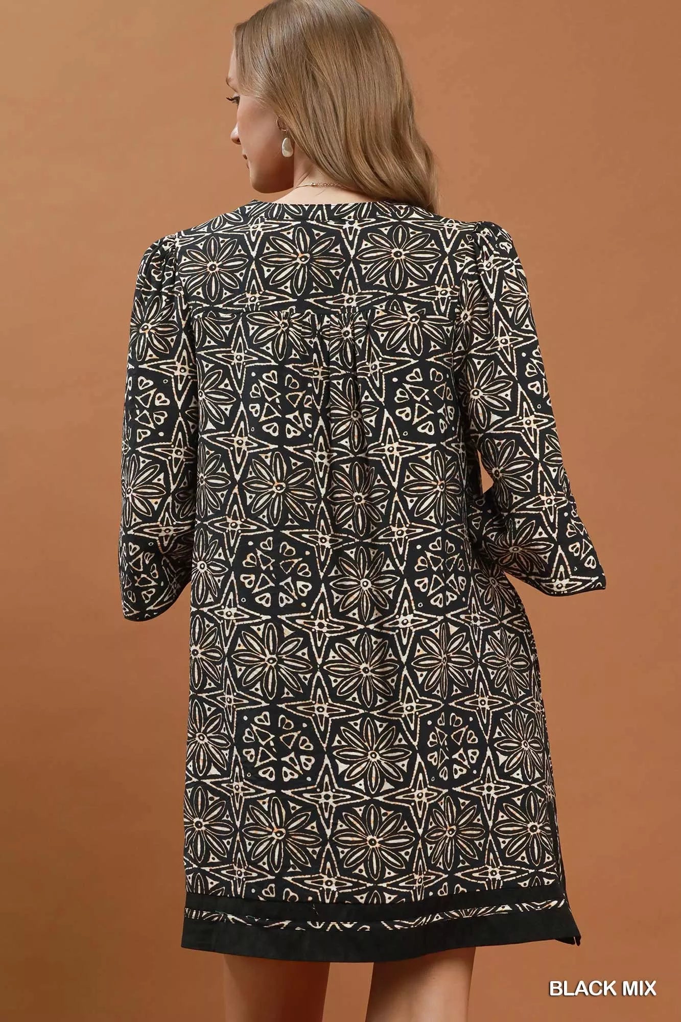 UMGEE Mix Geometric Print V-Neck Tassel Detail Tunic Dress **FALL DEBUT SALE** on Simply Obsessed
