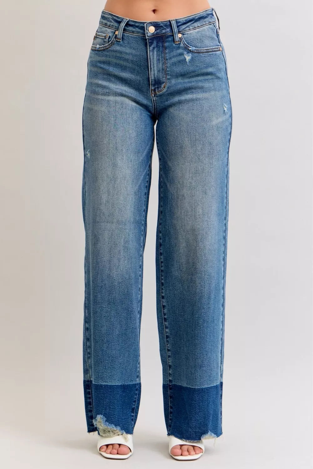 Judy Blue Raw Hem High Waist Column Straight Jeans on Simply Obsessed