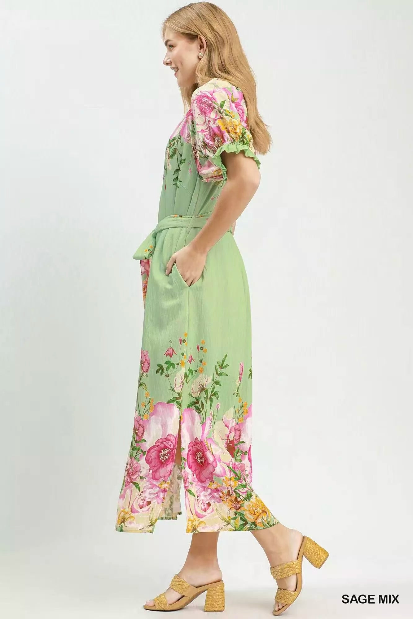 Umgee Mix Floral Border Print Midi Dress on Simply Obsessed