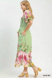 Umgee Mix Floral Border Print Midi Dress on Simply Obsessed