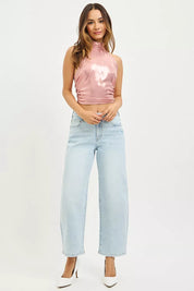 RISEN High Rise Crop Barrel Jeans on Simply Obsessed