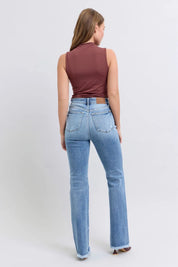 Judy Blue Full Size Raw Hem High Rise Bootcut Jeans on Simply Obsessed