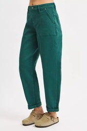 RISEN High Rise Ankle Cuffed Barrel Pants on Simply Obsessed