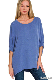ZENANA Raised Rib Bat Sleeve Top on Simply Obsessed