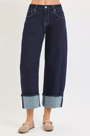RISEN Slouchy Crop Barrel Cuffed Hem Jeans on Simply Obsessed