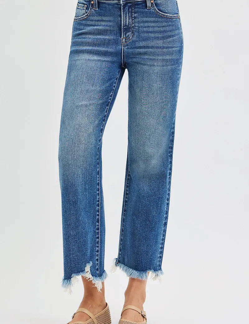 RISEN Full Size Mid Rise Crop Straight Jeans Plus Size on Simply Obsessed