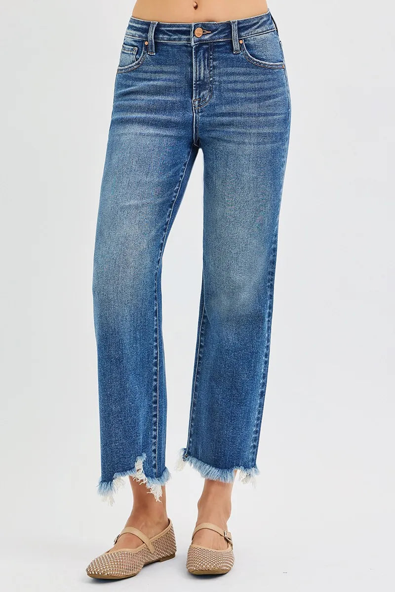RISEN Full Size Mid Rise Crop Straight Jeans Plus Size on Simply Obsessed