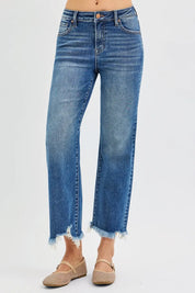 RISEN Full Size Mid Rise Crop Straight Jeans Plus Size on Simply Obsessed
