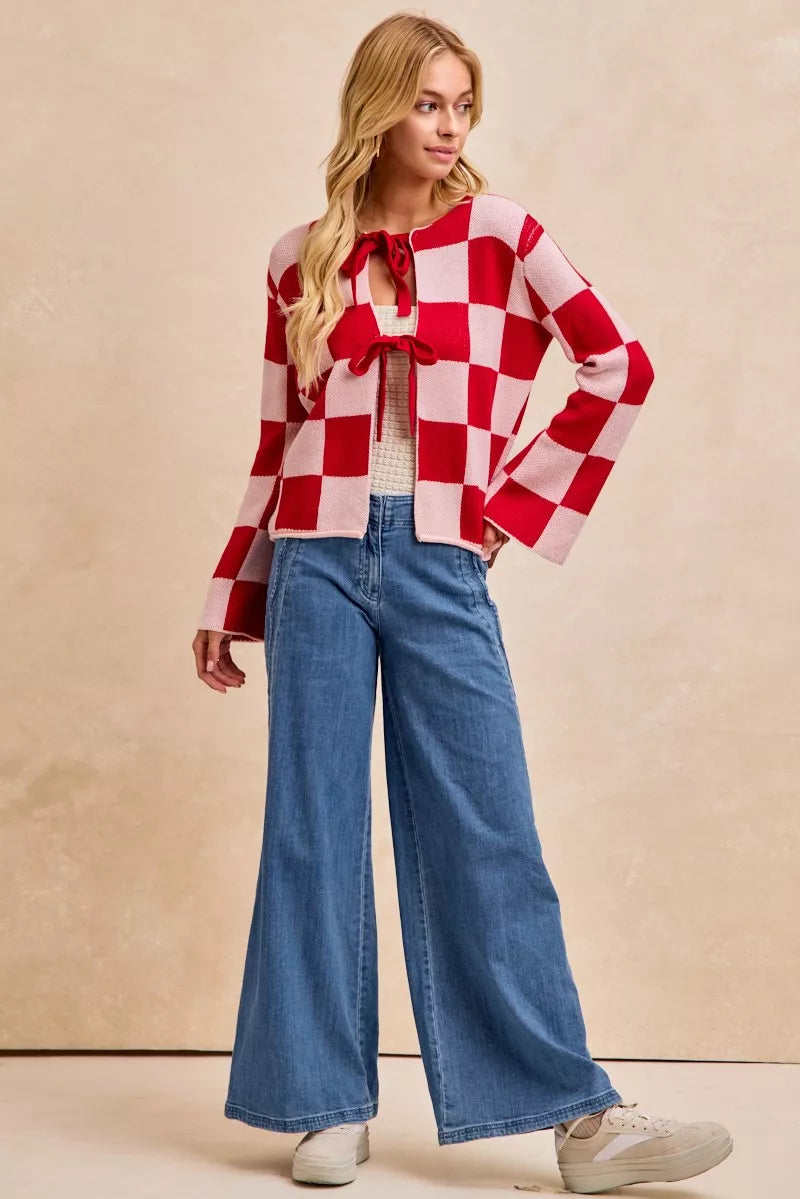 BIBI Wavy Side Edge Detail Lined Wide Leg Jeans on Simply Obsessed