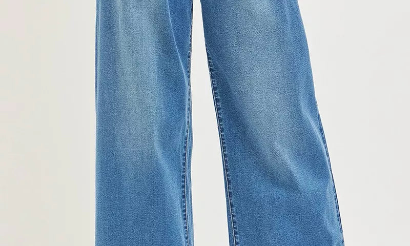 RISEN Slouchy Wide Leg Jeans With Pleats on Simply Obsessed