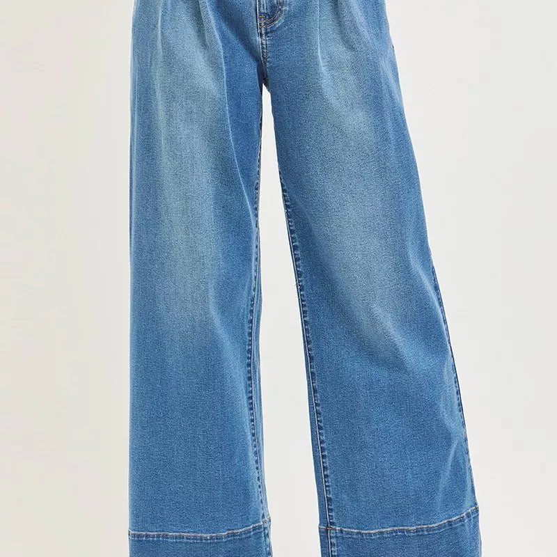 RISEN Slouchy Wide Leg Jeans With Pleats on Simply Obsessed