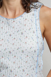 POL Seam detail Floral Round Neck Ribbed Tank on Simply Obsessed