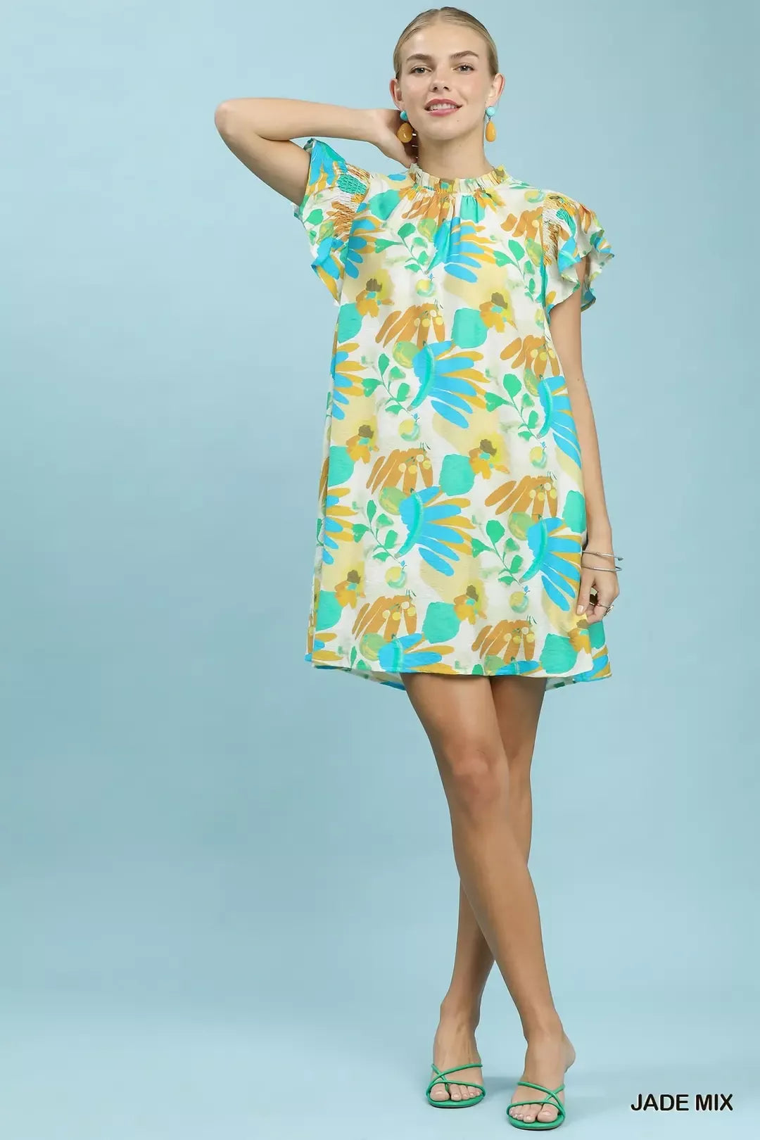 UMGEE Ruffled Botanical Print Mini Dress **DEBUT SALE** on Simply Obsessed