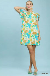 UMGEE Ruffled Botanical Print Mini Dress **DEBUT SALE** on Simply Obsessed