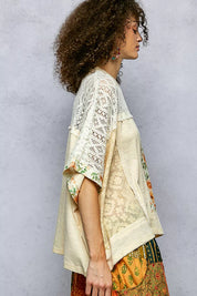 POL Floral Patchwork Lace Accent Blouse on Simply Obsessed