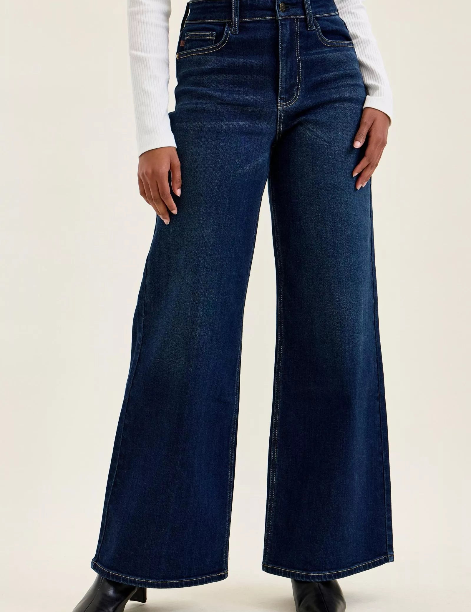 JUDY BLUE High-Waisted Wide-Leg Dark Wash Jeans on Simply Obsessed
