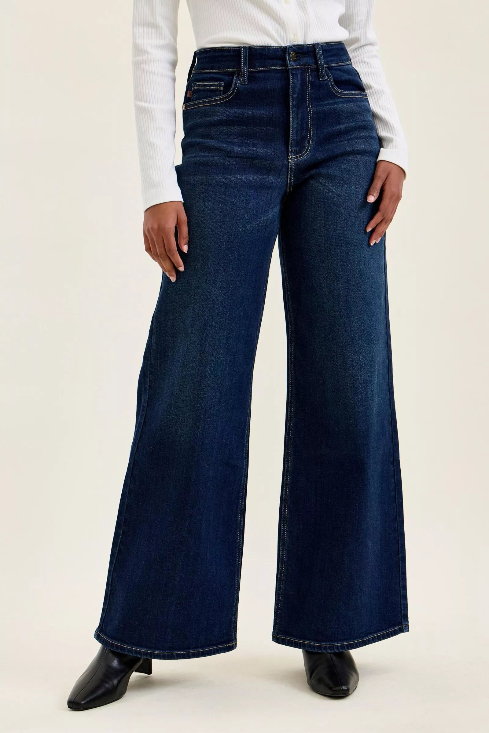 JUDY BLUE High-Waisted Wide-Leg Dark Wash Jeans on Simply Obsessed