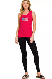 Zenana Ribbed American Flag Scoop Neck Tank Top on Simply Obsessed