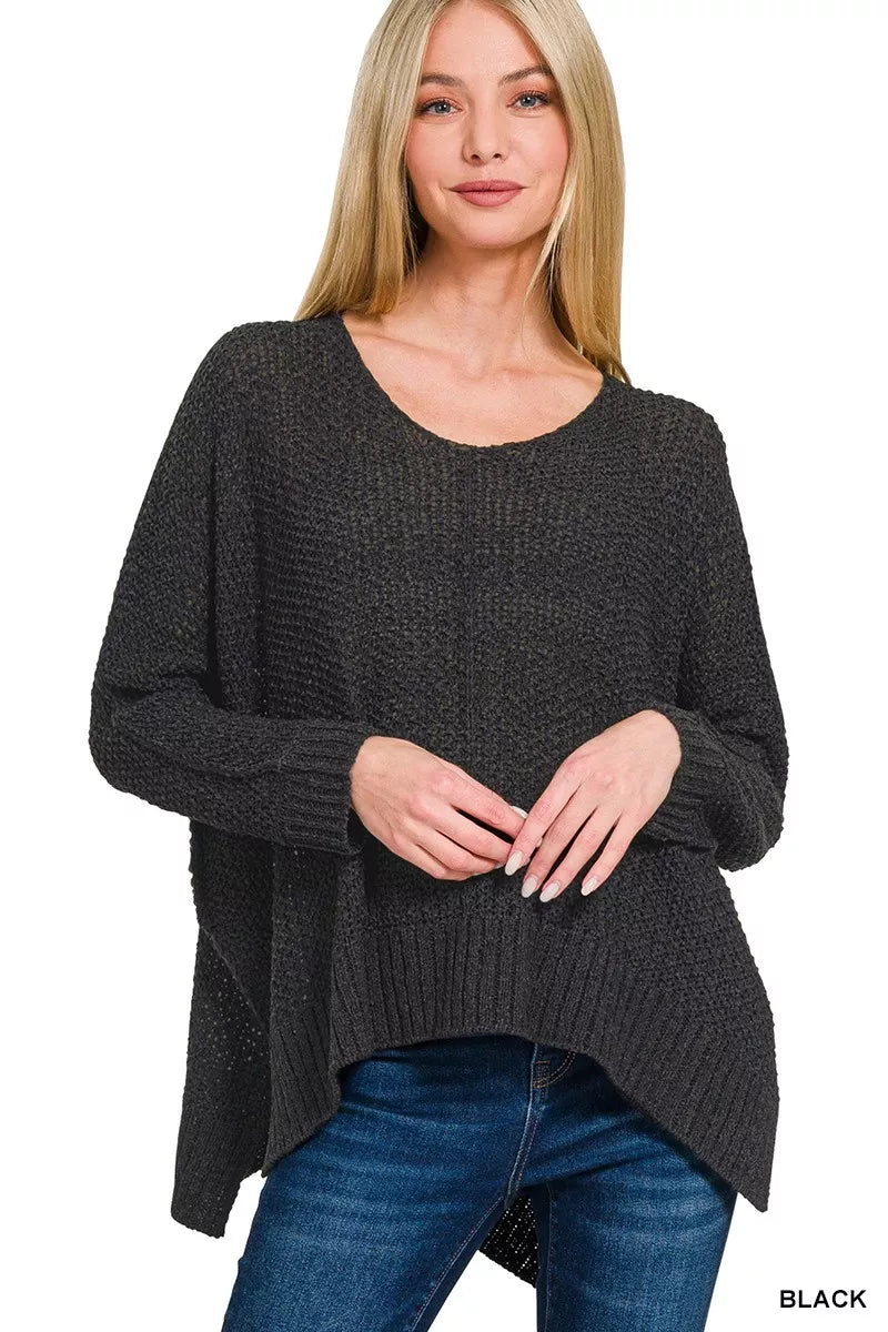 Zenana Dolman Sleeve V-Neck Sweater on Simply Obsessed