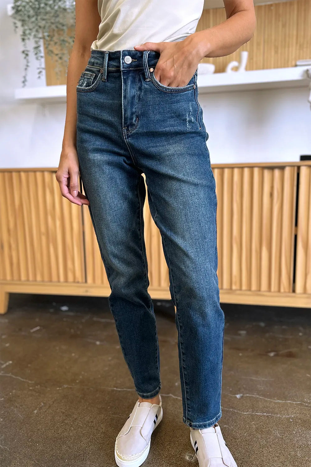 JUDY BLUE Full Size Tummy Control High Waist Slim Jeans on Simply Obsessed
