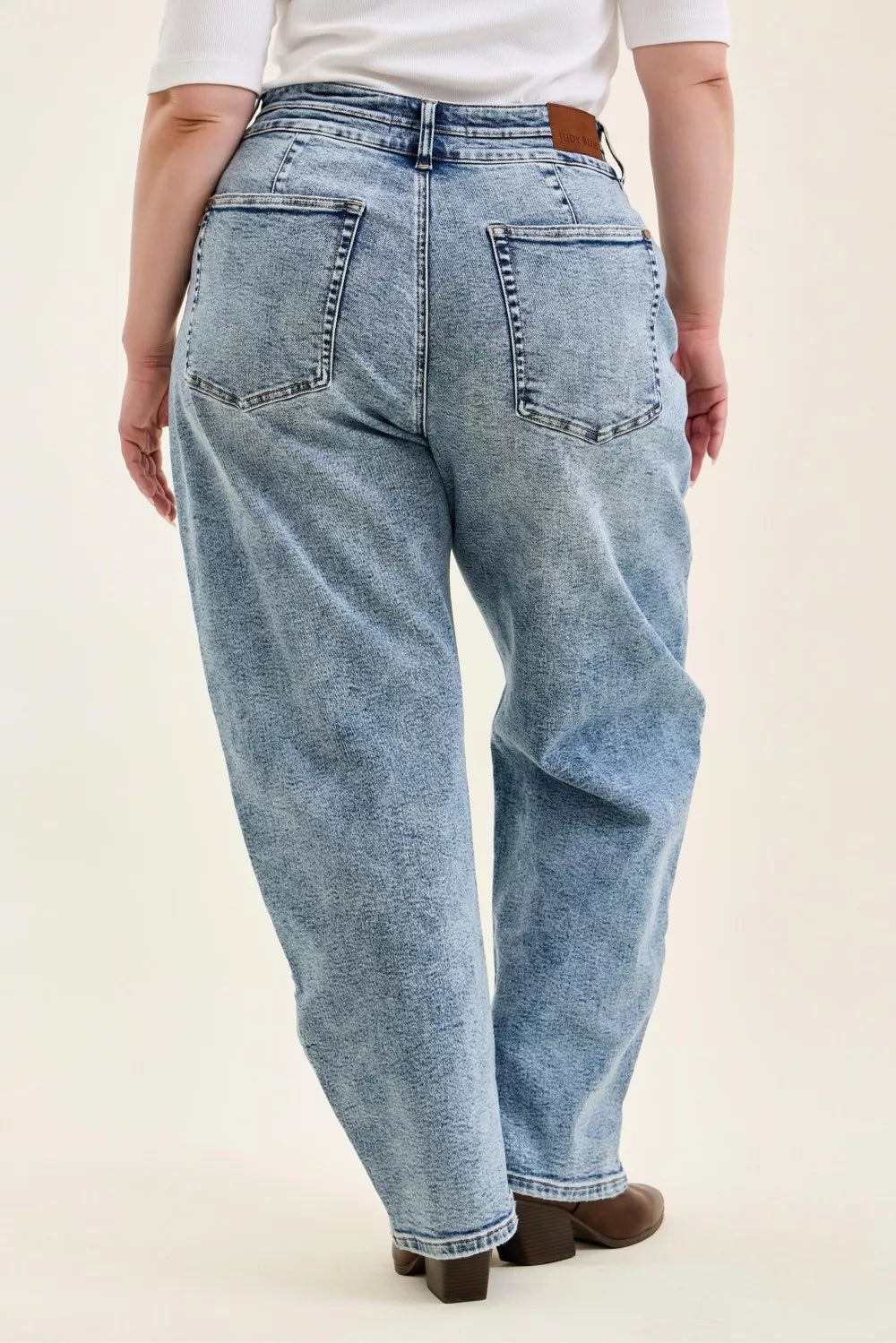 JUDY BLUE Full Size High Waist Marlow Arc Leg Jeans with Double Waistband Plus Size on Simply Obsessed