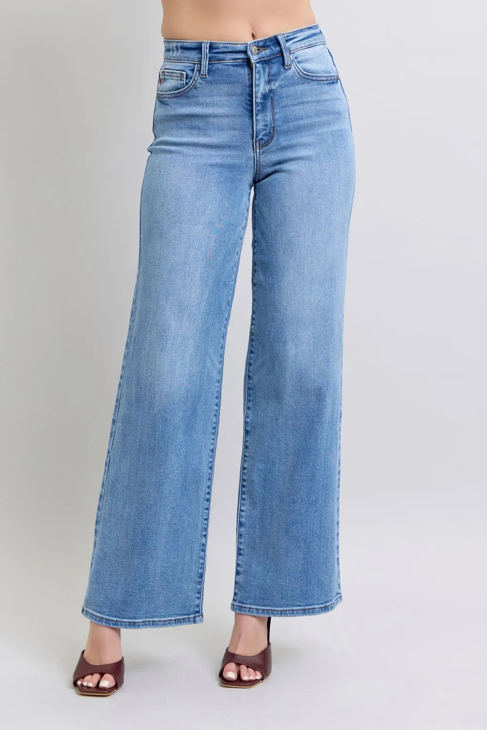 JUDY BLUE Full Size Wide Leg Jeans with Pockets on Simply Obsessed