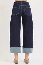 RISEN Slouchy Crop Barrel Cuffed Hem Jeans on Simply Obsessed