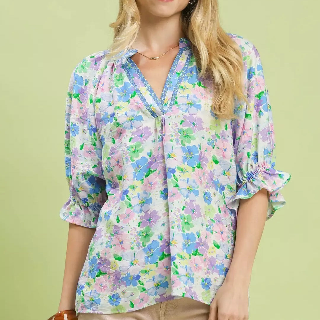 UMGEE Mix Floral Print Ruffle Top **DEBUT SALE** on Simply Obsessed