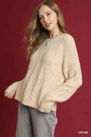 UMGEE Pearl-Embellished Long Sleeve Sweater on Simply Obsessed