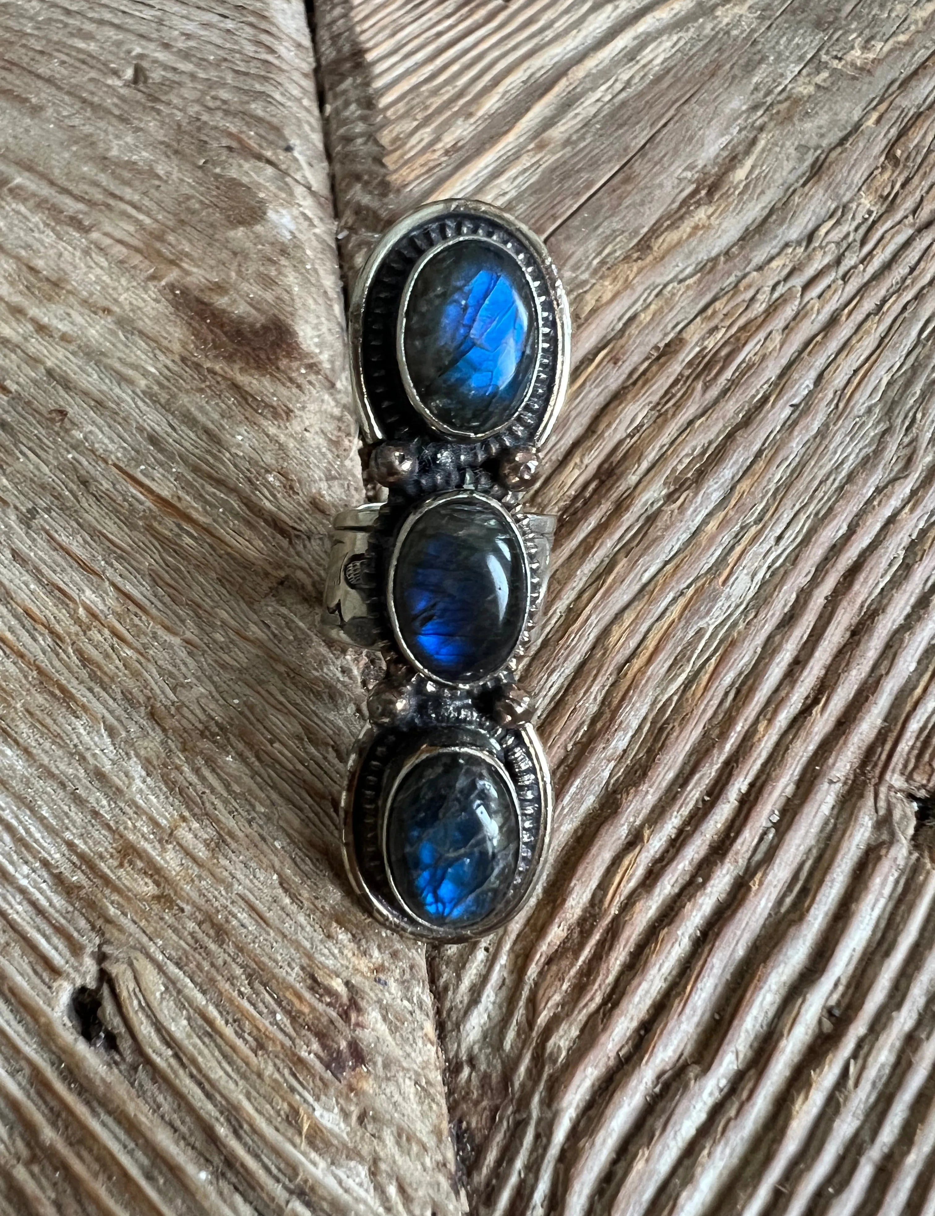 Adjustable Labradorite Tibetan Silver Ring on Simply Obsessed