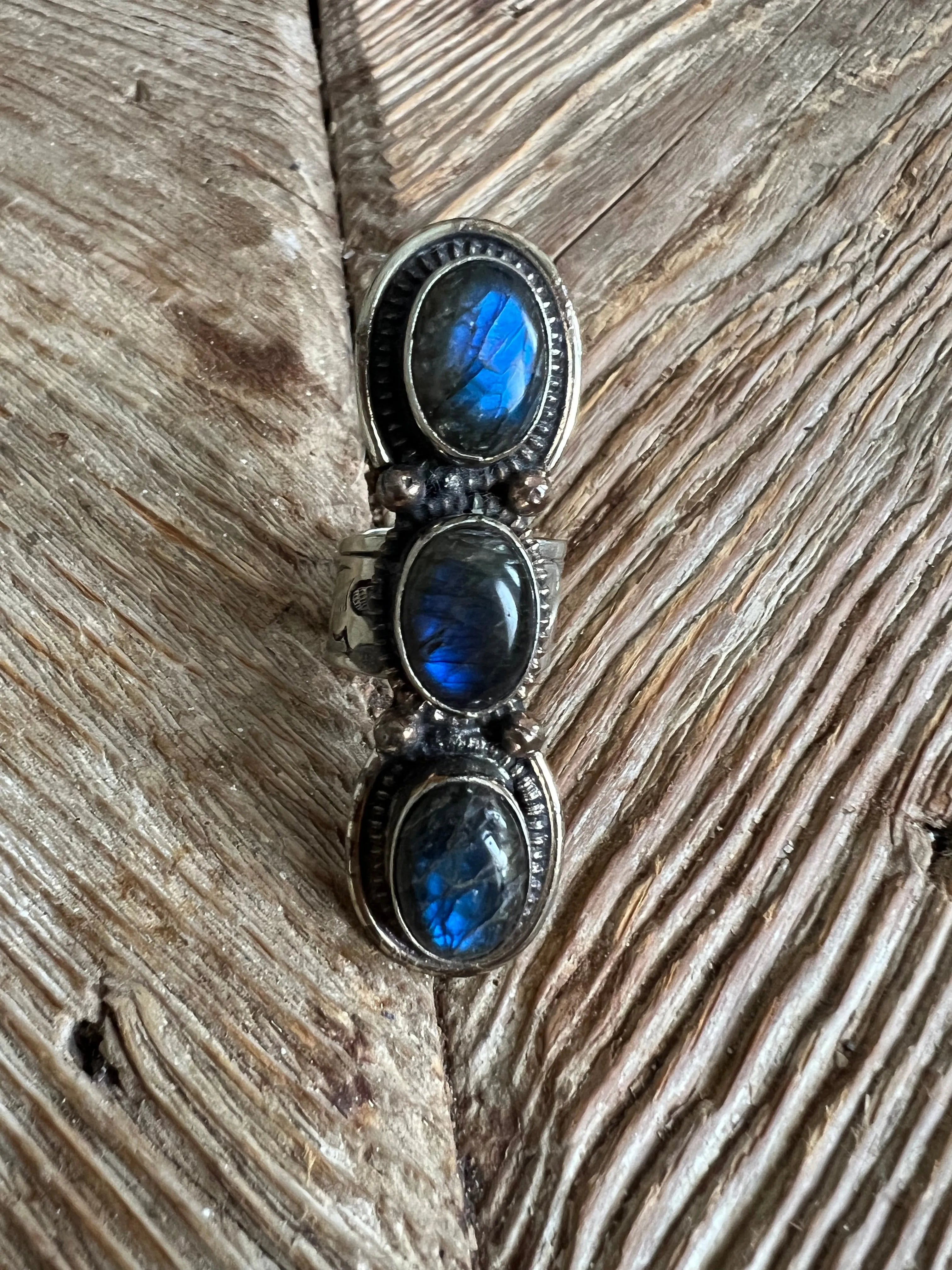 Adjustable Labradorite Tibetan Silver Ring on Simply Obsessed