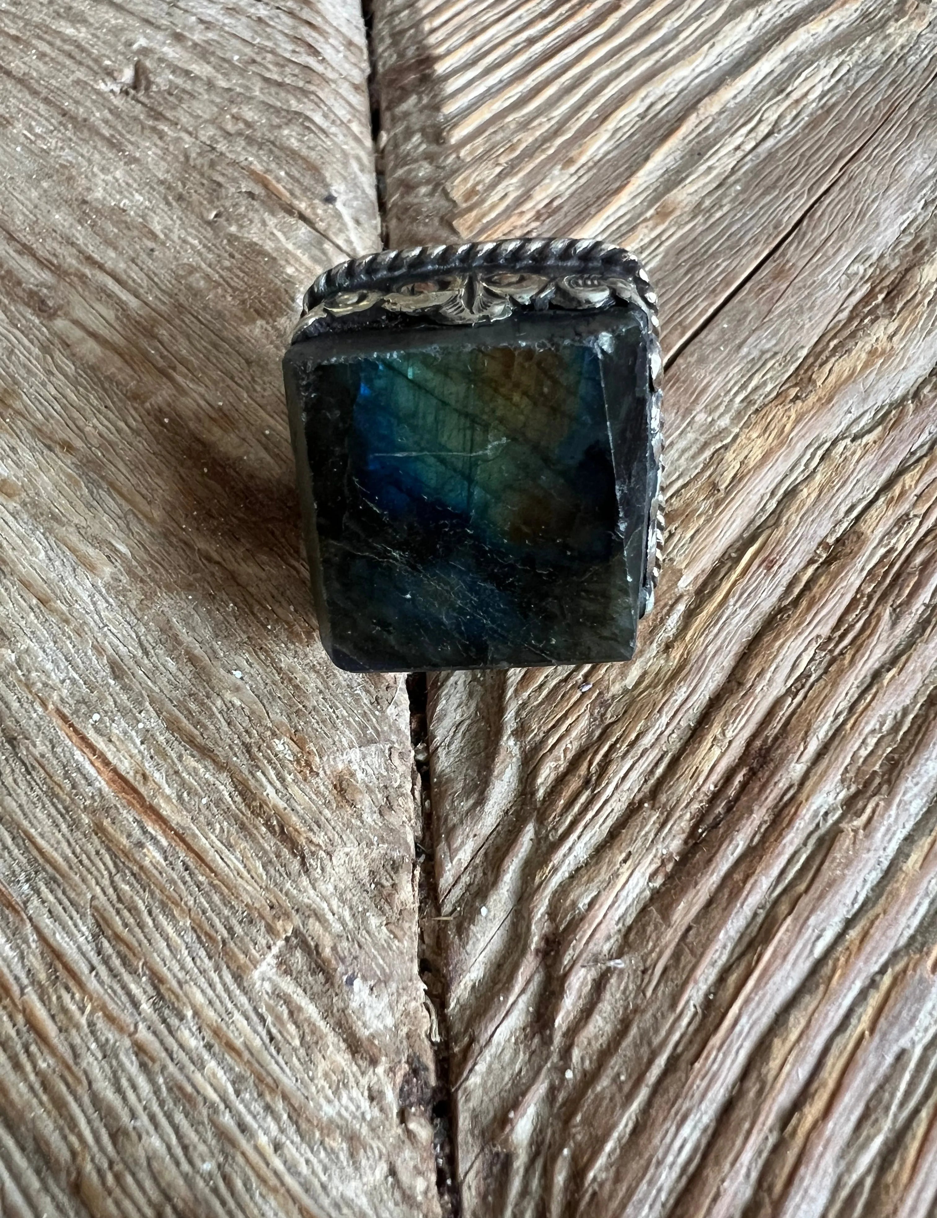Adjustable Tibetan Silver Labradorite Ring on Simply Obsessed