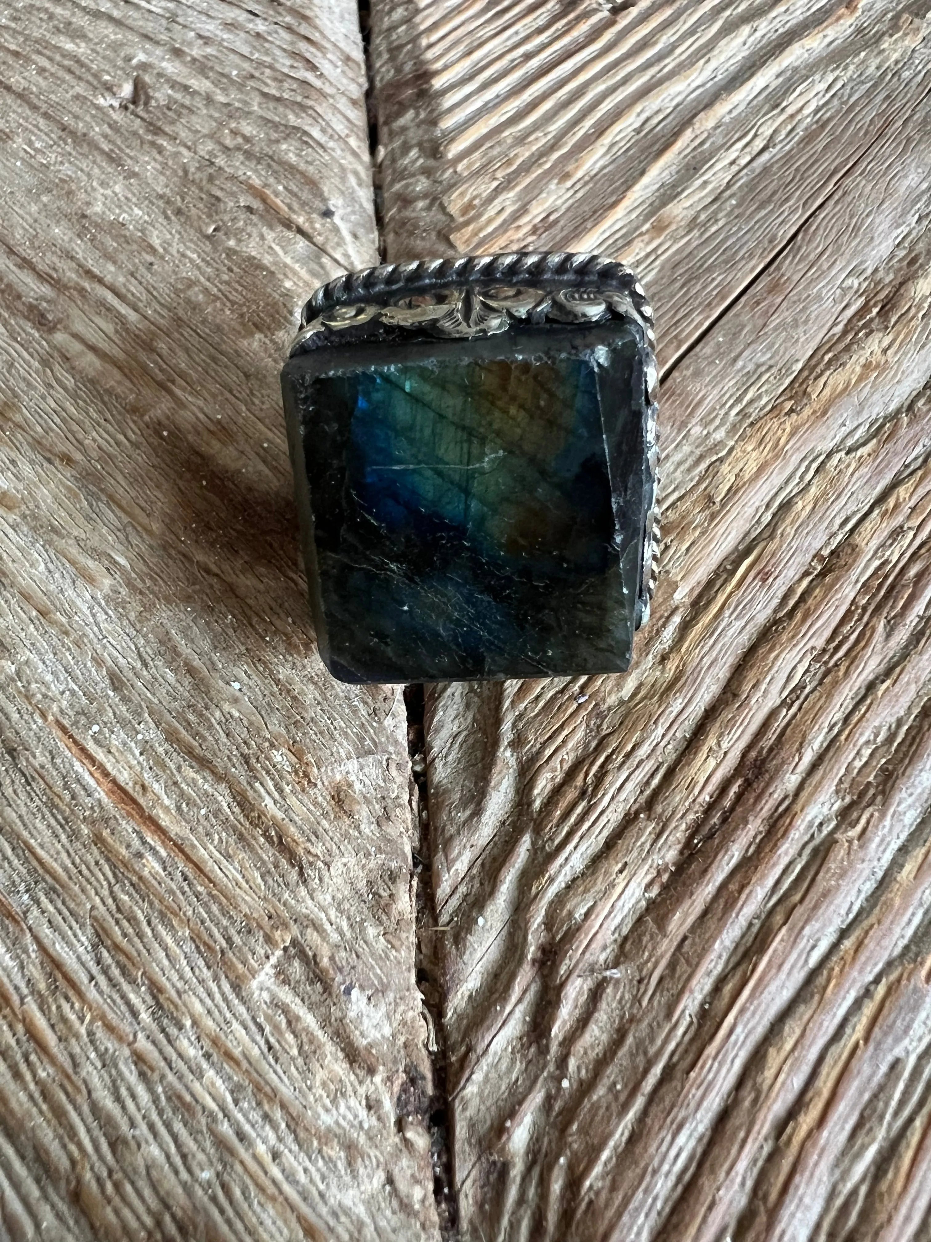 Adjustable Tibetan Silver Labradorite Ring on Simply Obsessed