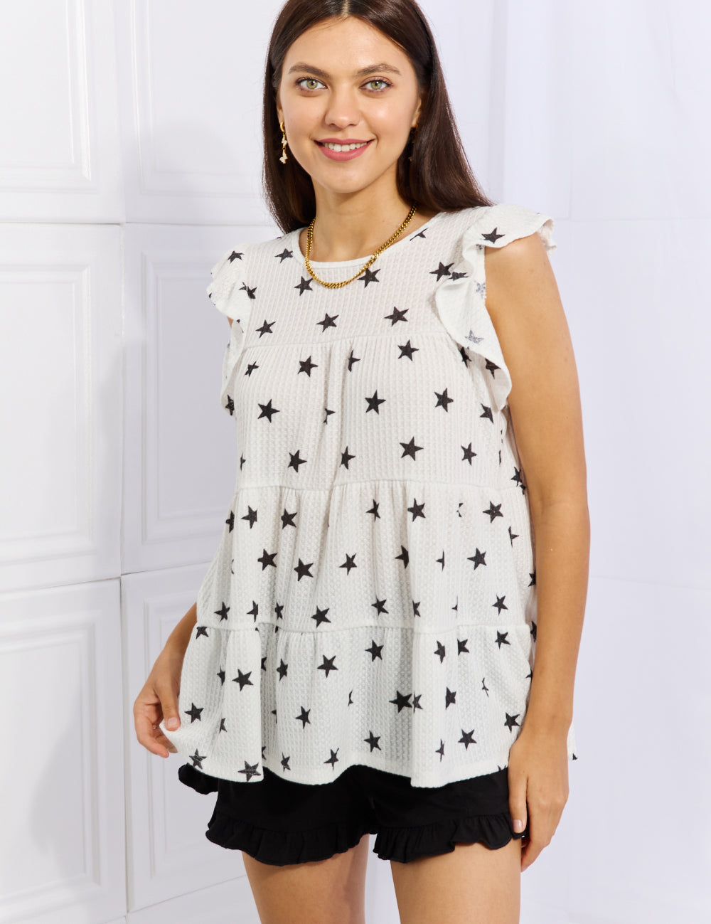 HEIMISH Shine Bright Full Size Butterfly Sleeve Star Print Top on Simply Obsessed