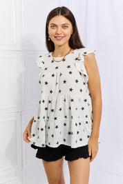 HEIMISH Shine Bright Full Size Butterfly Sleeve Star Print Top on Simply Obsessed