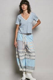 POL Floral V-Neck Short Sleeve Rib T-Shirt on Simply Obsessed