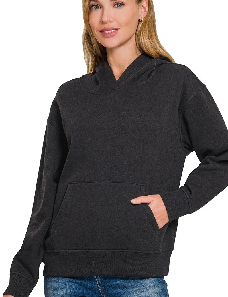 Zenana Fleece Kangaroo Pocket Hoodie on Simply Obsessed