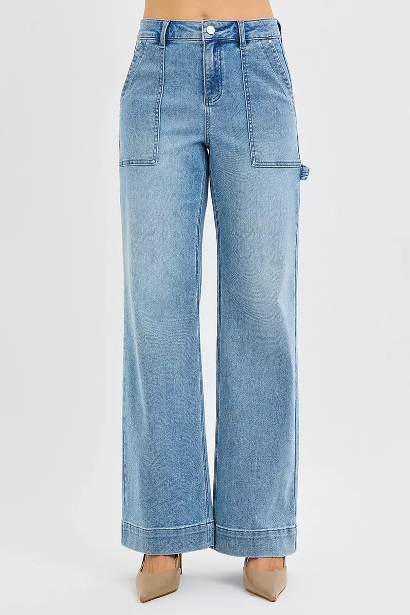 RISEN Full Size High Rise Straight Leg Jeans with Front Pockets Plus Size on Simply Obsessed