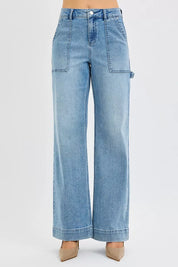 RISEN Full Size High Rise Straight Leg Jeans with Front Pockets Plus Size on Simply Obsessed