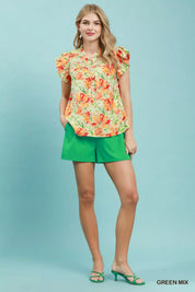 UMGEE Smocked Yoke Ruffle Sleeve Floral Blouse on Simply Obsessed